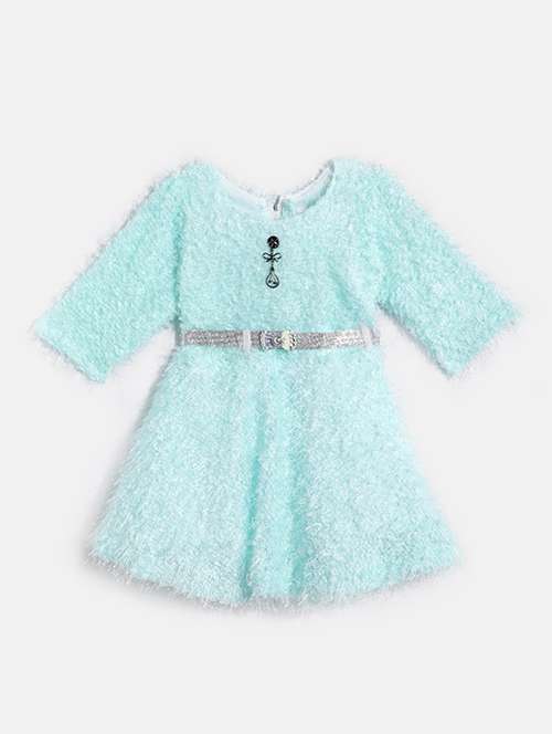 girls round neck self design woolen frock - 21672965 -  Standard Image - 0