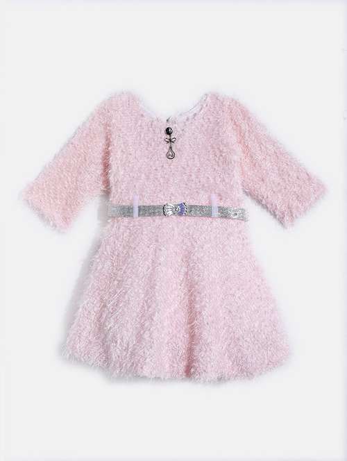girls round neck self design woolen frock - 21672967 -  Standard Image - 0