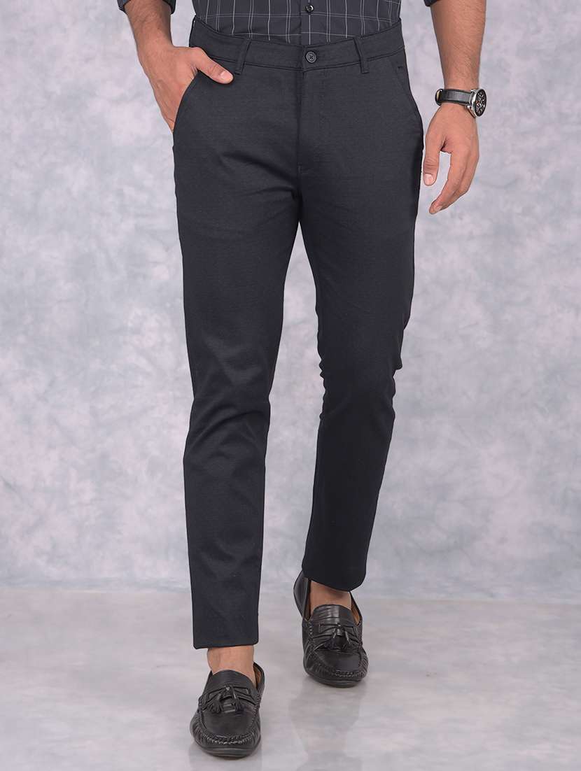 men solid mid rise chinos trouser
