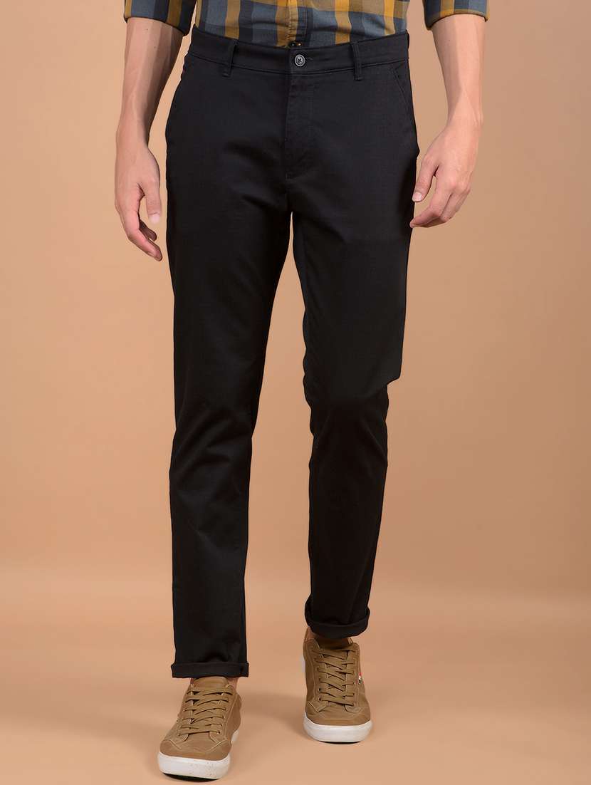 men mid rise checkered chinos