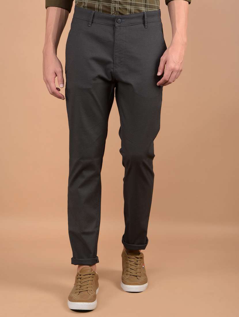 men solid mid rise chinos 