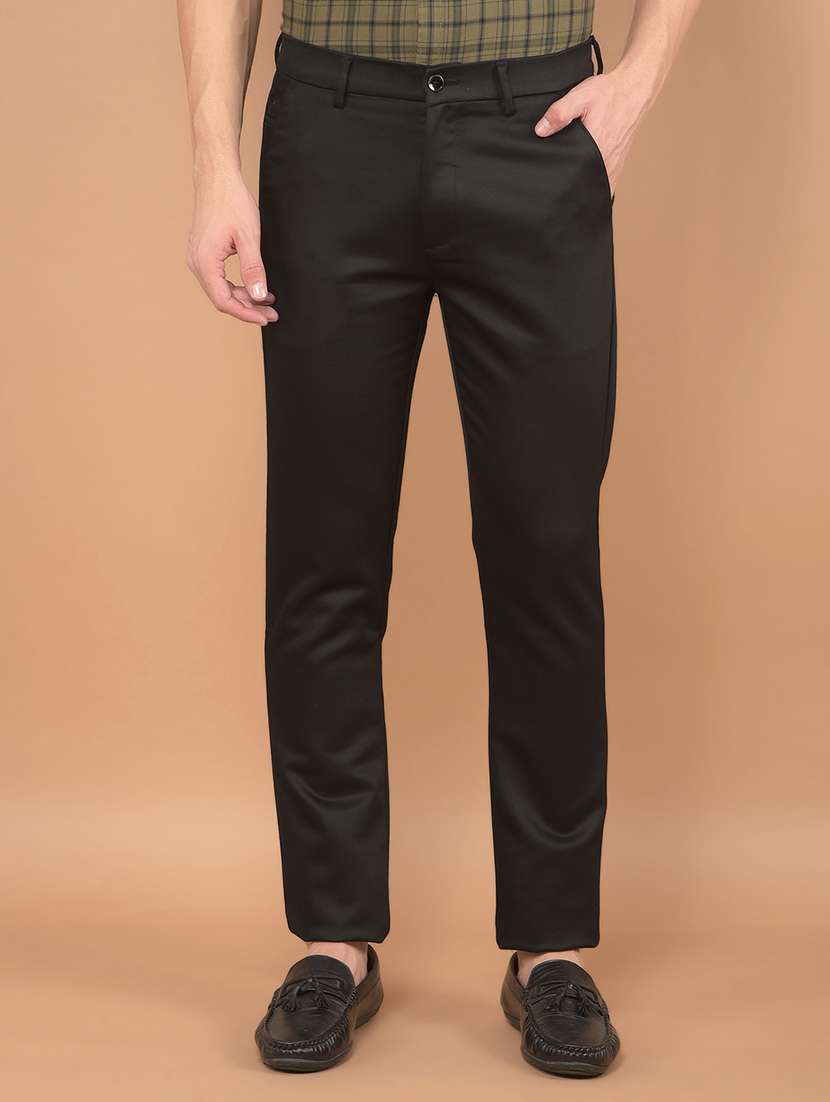 men solid mid rise chinos 