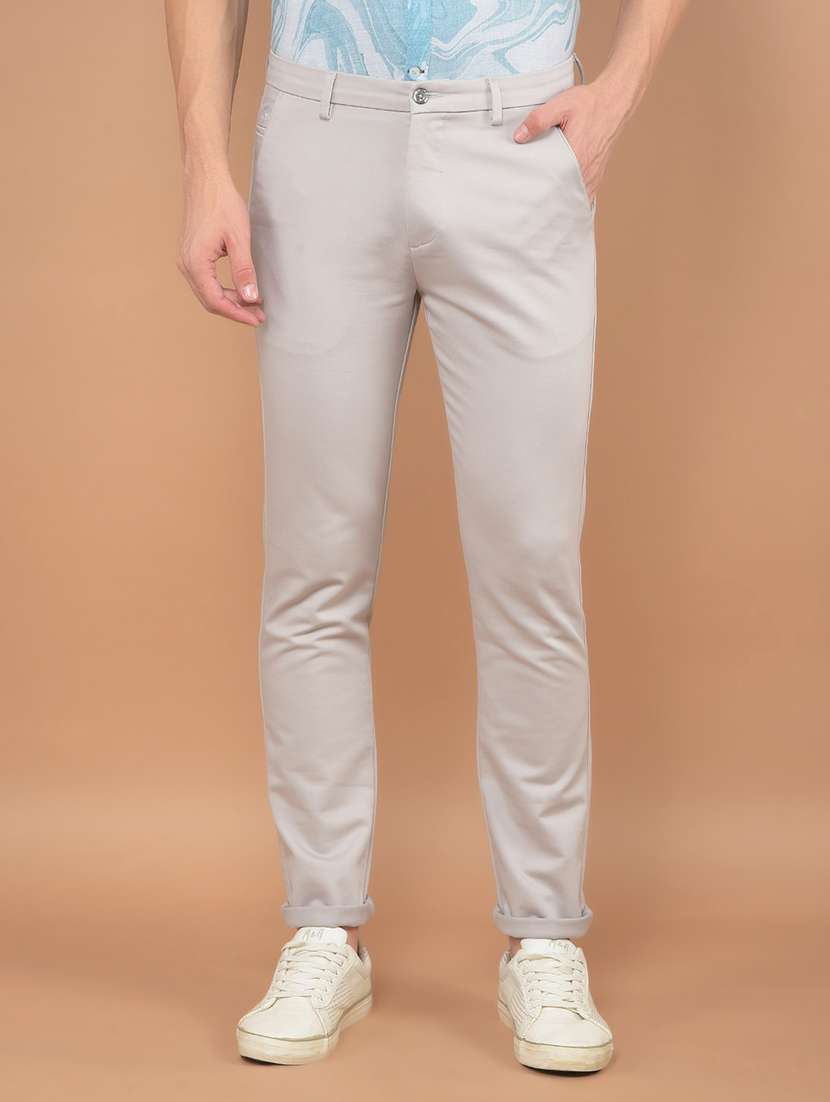 men solid mid rise chinos 