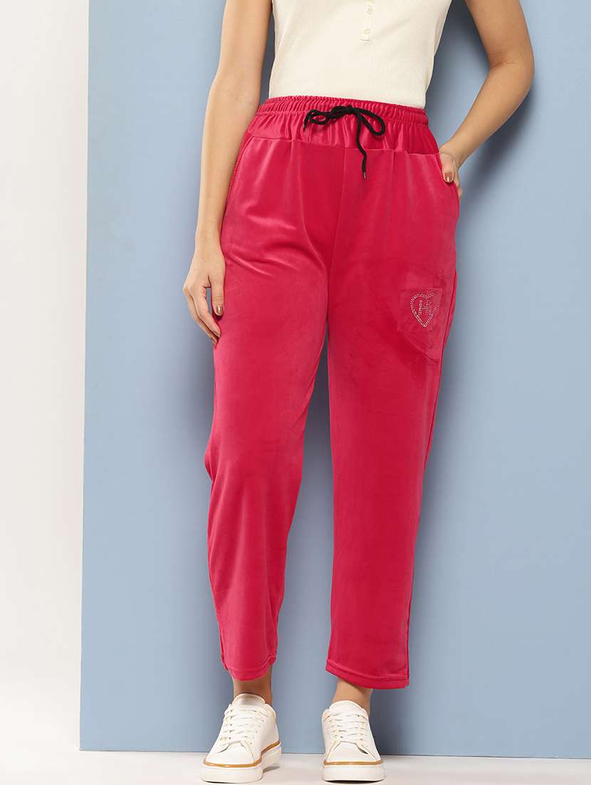 women solid high rise regular track pant - 21673042 -  Zoom Image - 0