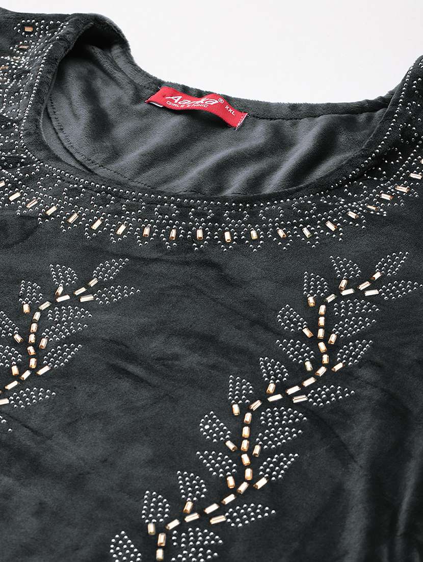 women plus size round neck kurta pant set with dupatta - 21673049 -  Standard Image - 3