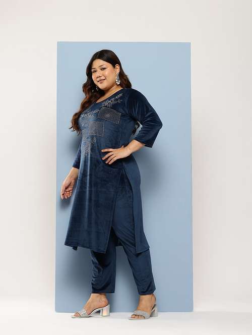 women plus size round neck kurta pant set with dupatta - 21673057 -  Standard Image - 0