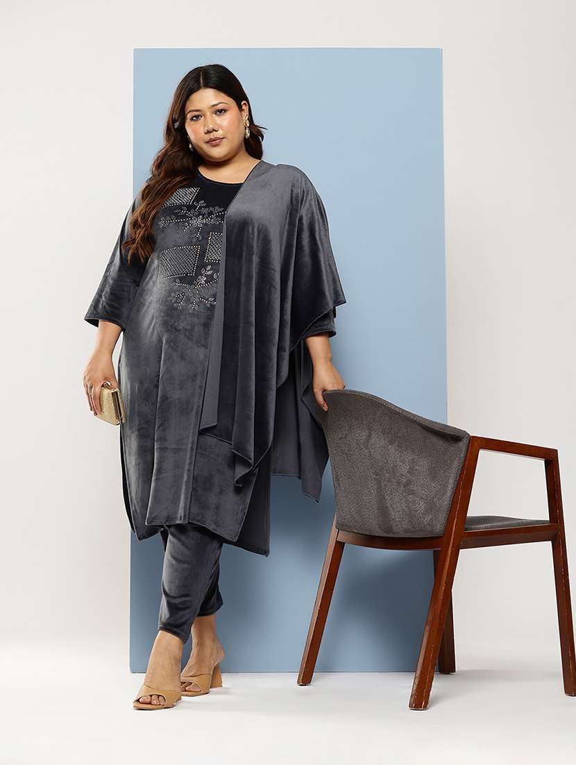 women plus size round neck kurta pant set with dupatta - 21673059 -  Standard Image - 3