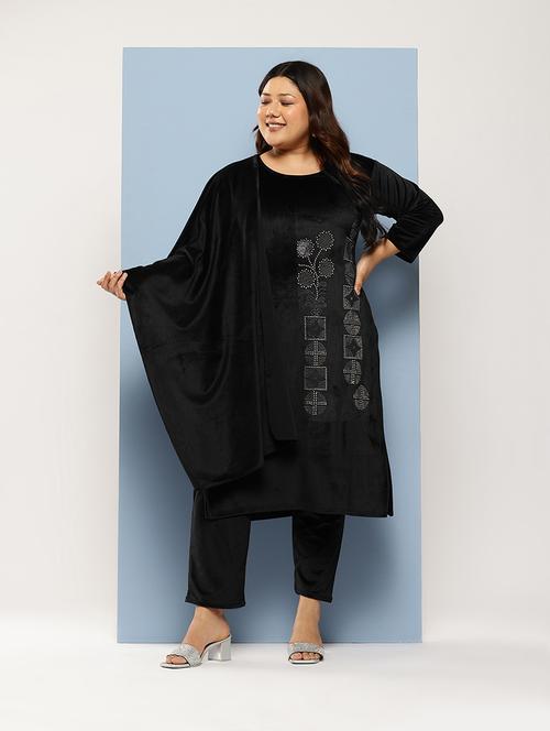 women plus size round neck kurta pant set with dupatta - 21673061 -  Standard Image - 0
