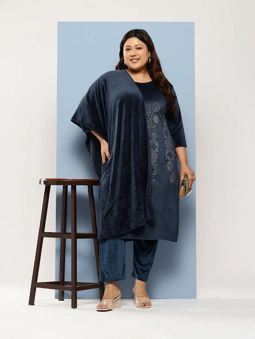 women plus size round neck kurta pant set with dupatta - 21673062 -  Standard Image - 3