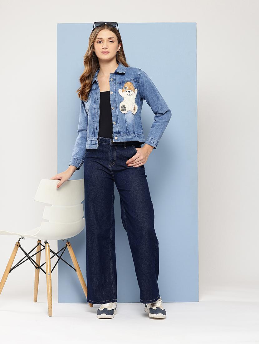women collared long sleeves denim jacket - 21673080 - Standard Image - 3