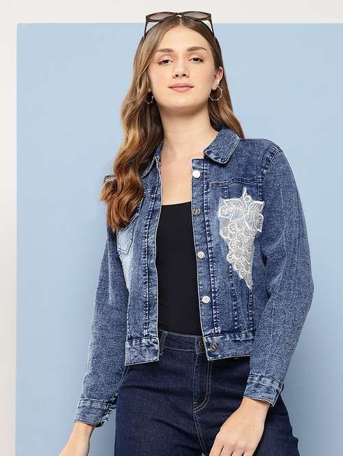 women collared long sleeves denim jacket - 21673089 -  Standard Image - 0