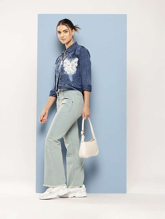 women collared long sleeves denim jacket - 21673091 -  Standard Image - 3