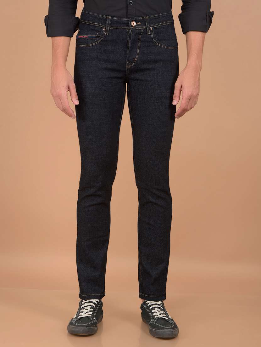 men solid mid rise denim jeans