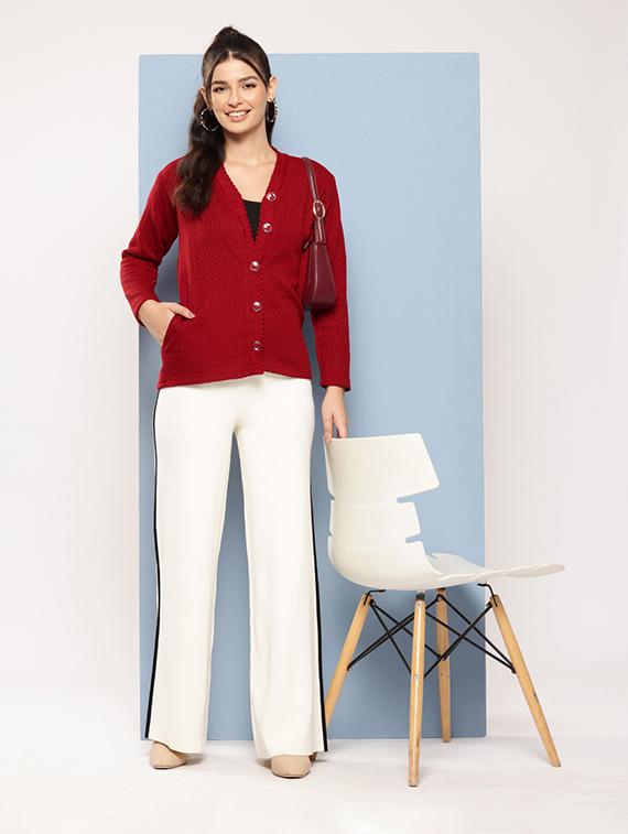 women self designed long sleeves cardigan - 21673161 - Standard Image - 3