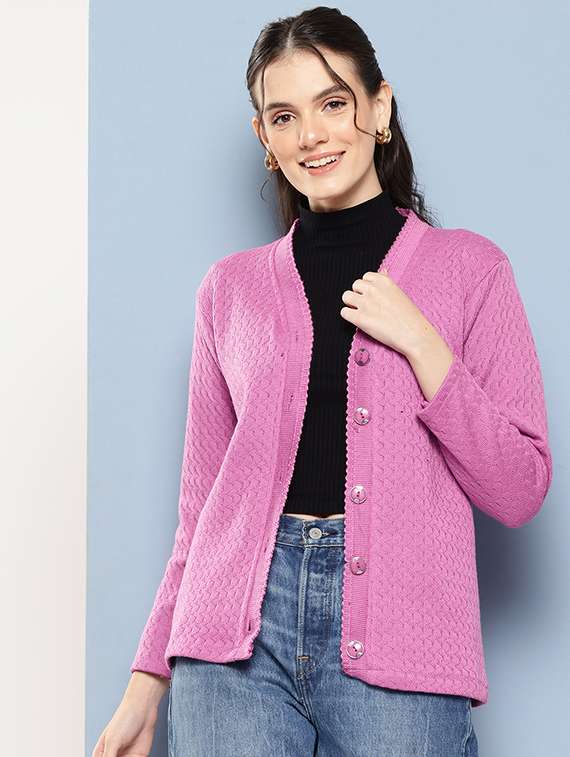 women self designed long sleeves cardigan