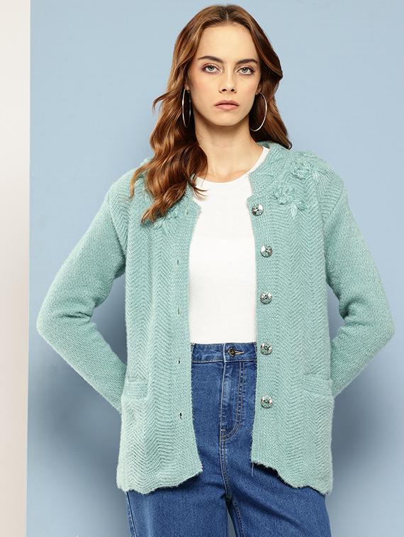 women self designed long sleeves cardigan - 21673183 -  Zoom Image - 0
