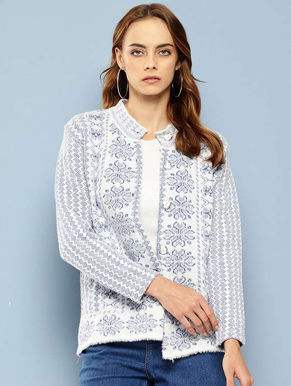 women self designed long sleeves cardigan