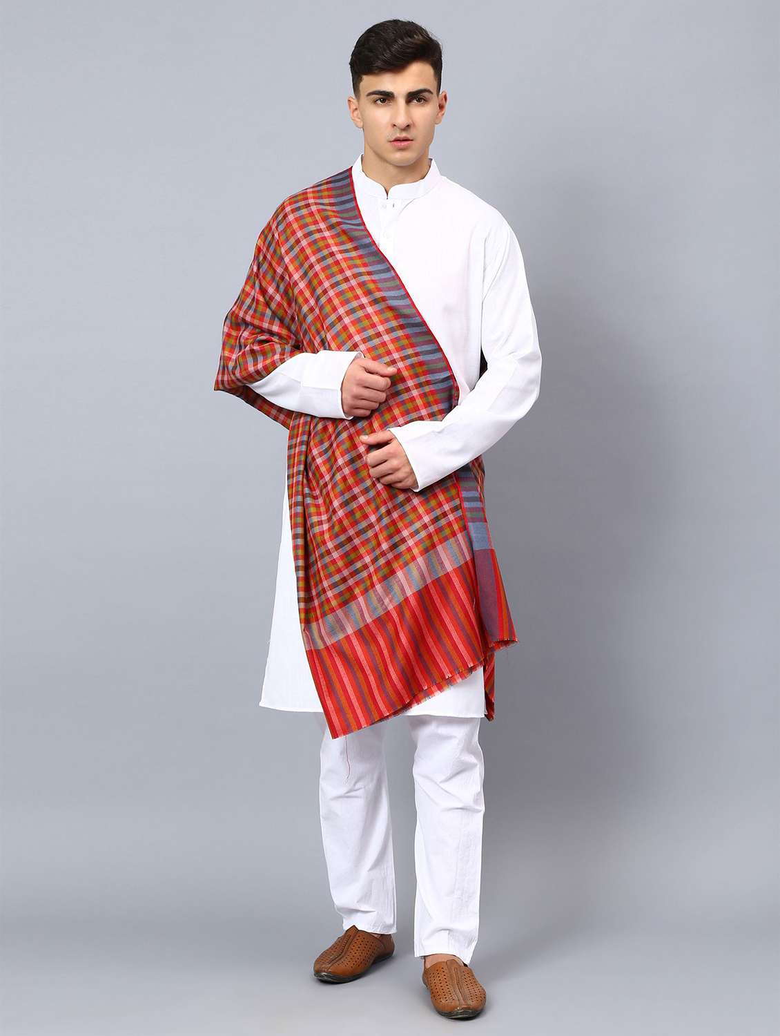men elegant checkered shawl