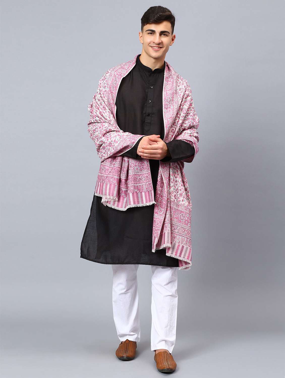 men elegant self design shawl