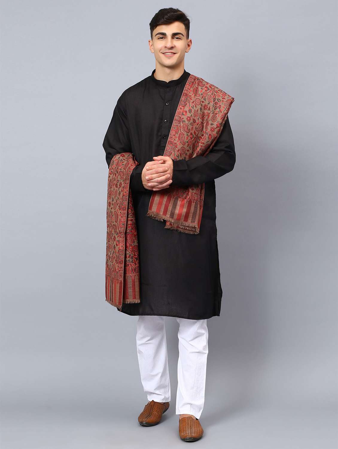 men elegant self design shawl