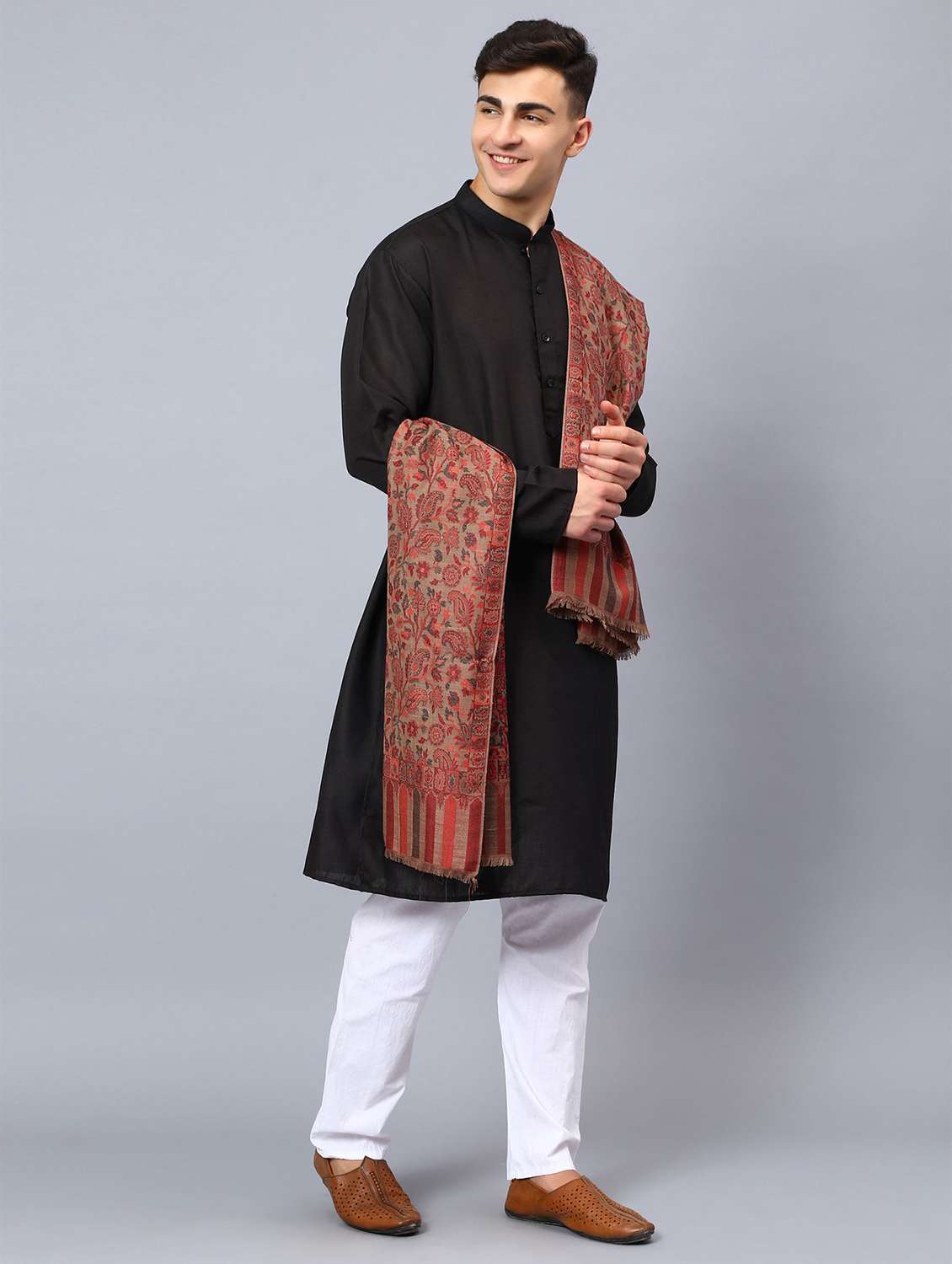 men elegant self design shawl - 21673212 -  Standard Image - 3