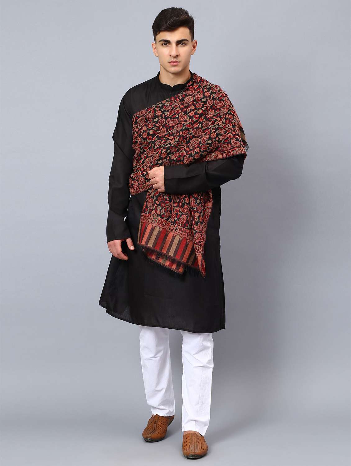 men elegant self design shawl