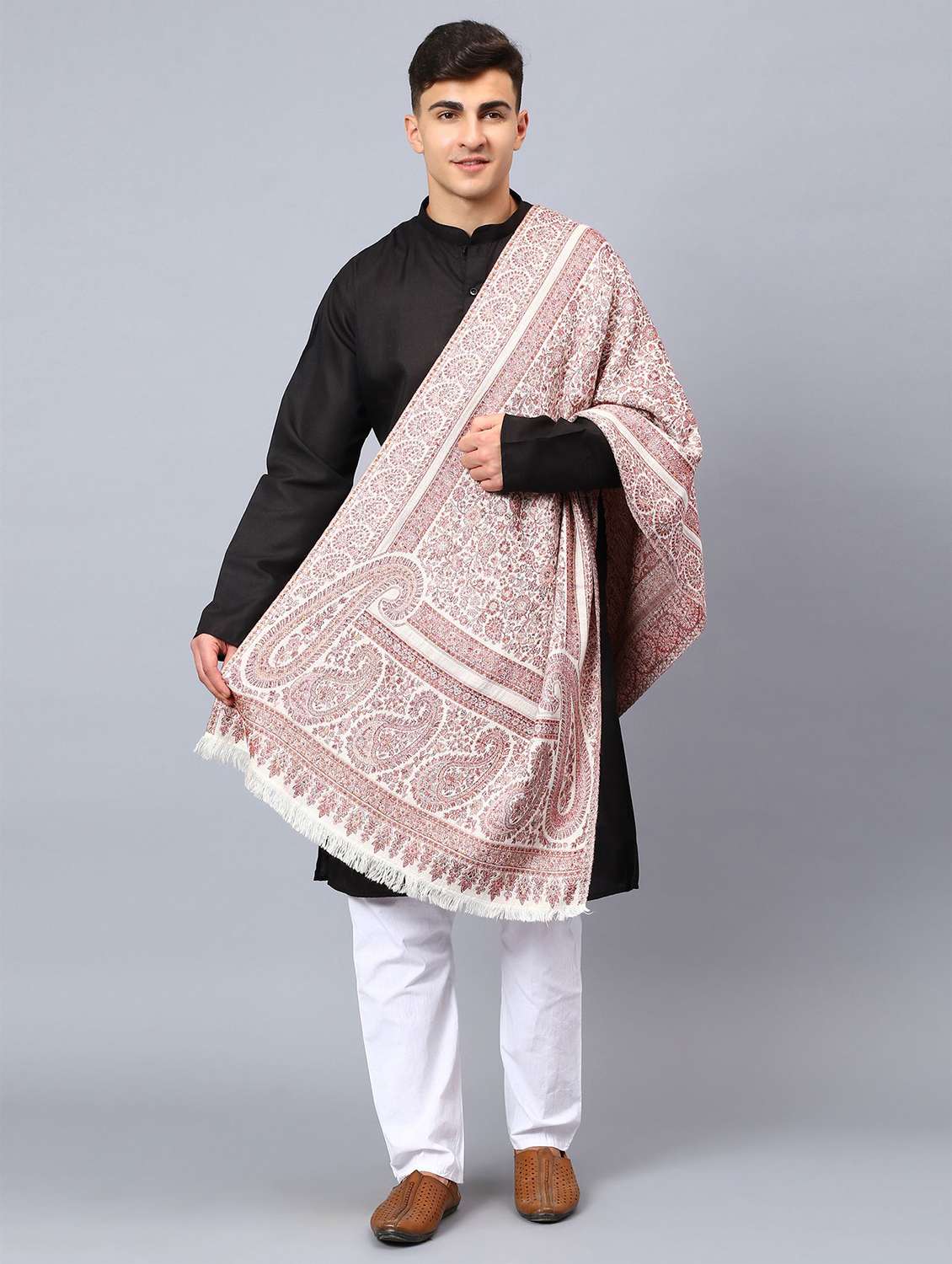 men elegant self design shawl