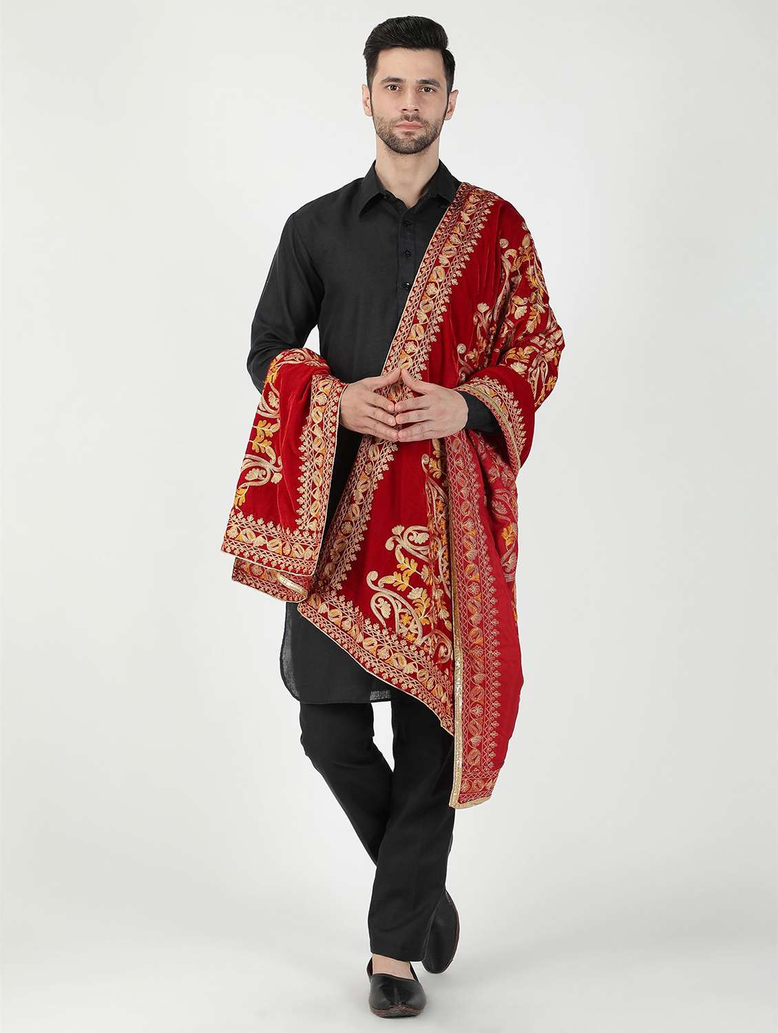 men elegant self design shawl