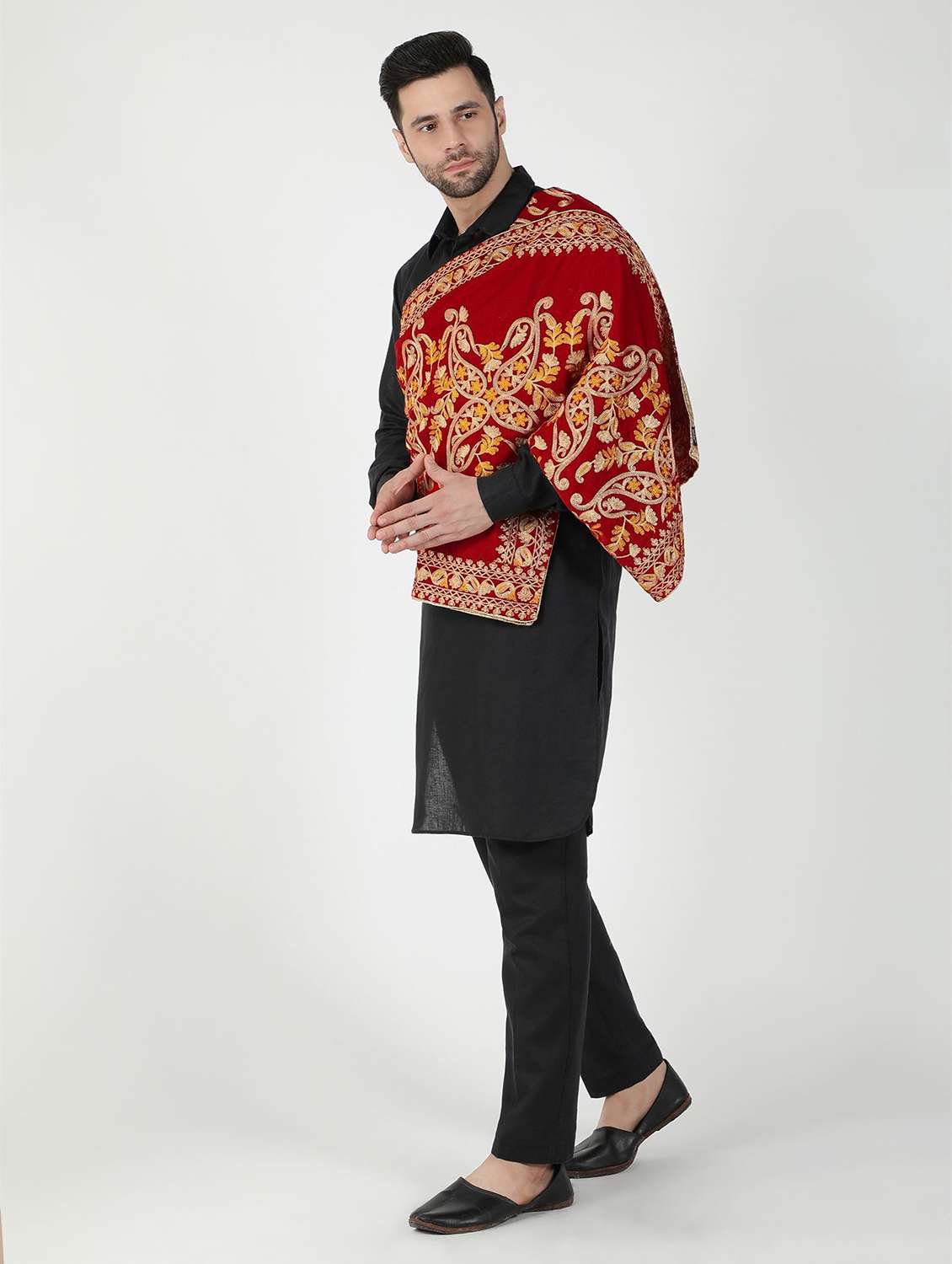 men elegant self design shawl - 21673230 -  Standard Image - 3