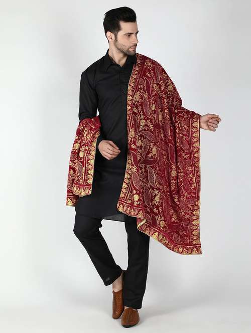 men elegant self design shawl - 21673236 -  Standard Image - 0