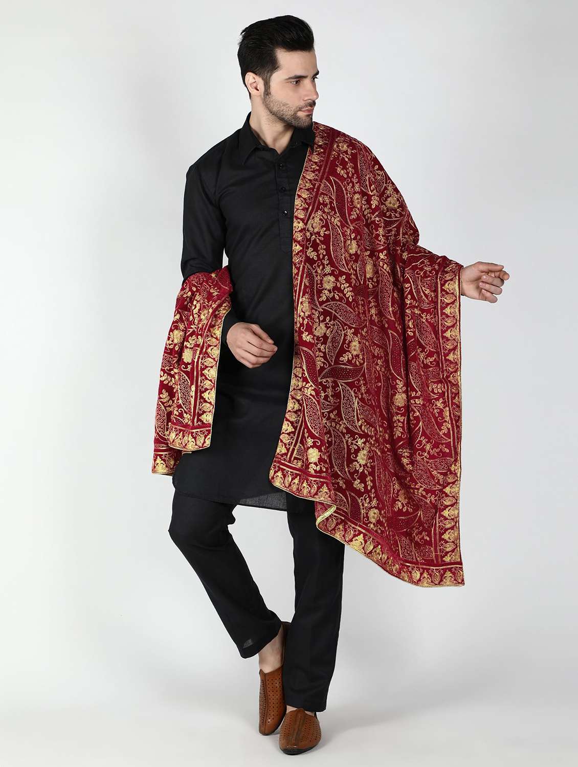 men elegant self design shawl