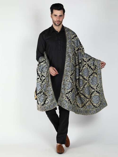 men elegant self design shawl - 21673248 -  Standard Image - 0