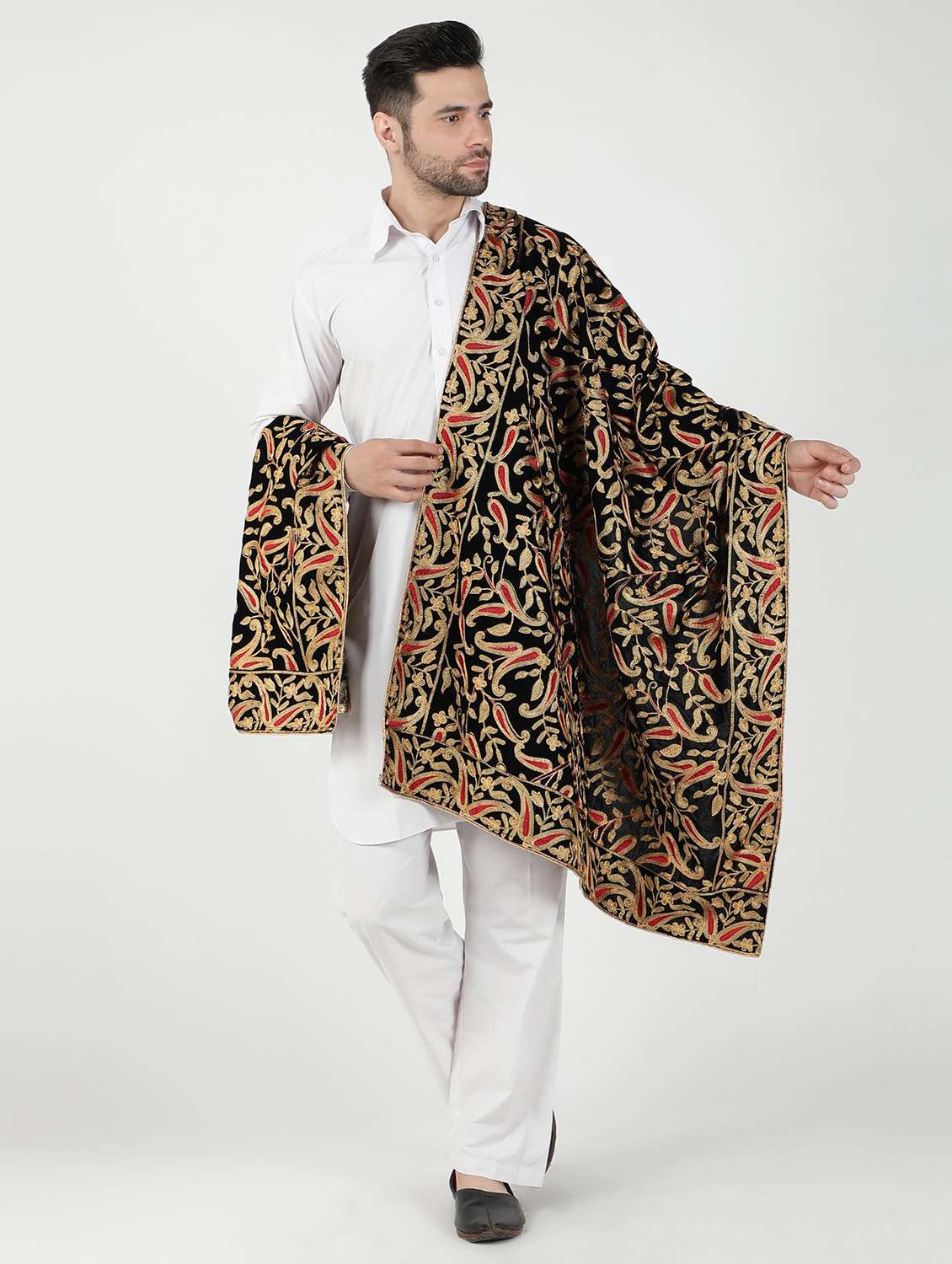 men elegant self design shawl