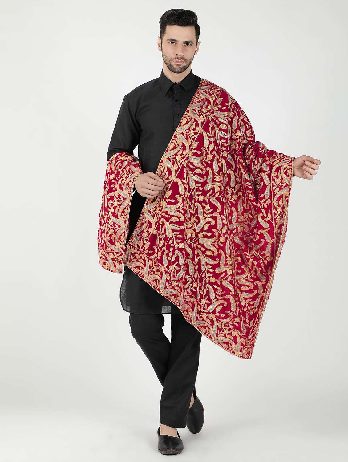 men elegant self design shawl