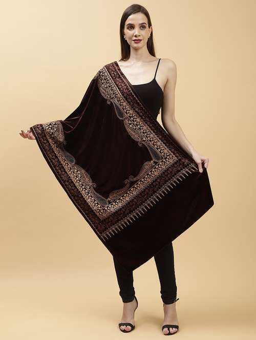 women embroidered velvet shawl - 21673279 -  Standard Image - 0