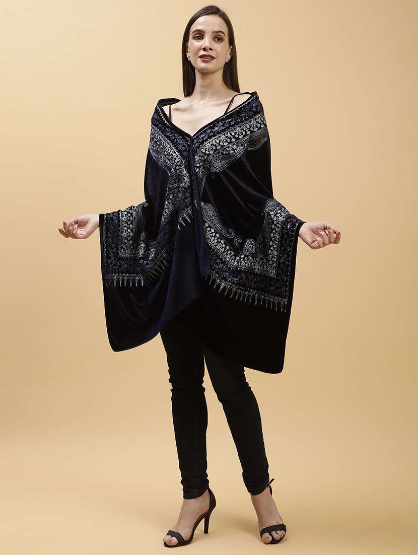 women embroidered velvet shawl - 21673283 -  Standard Image - 3