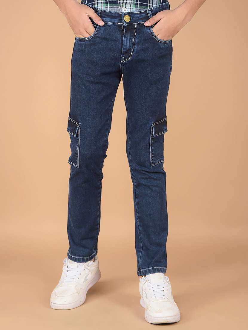 boys solid mid rise jeans