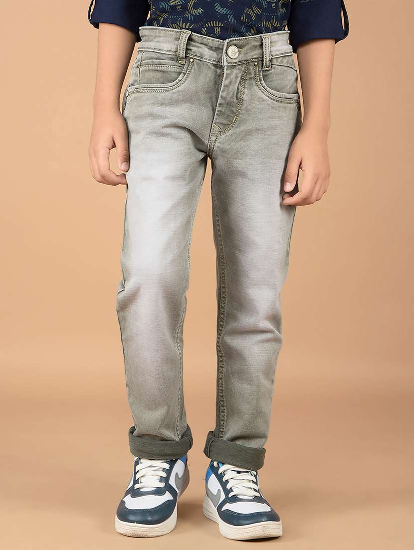 boys solid mid rise jeans