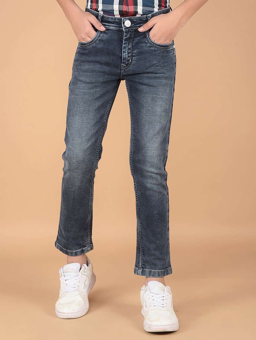 boys solid mid rise jeans