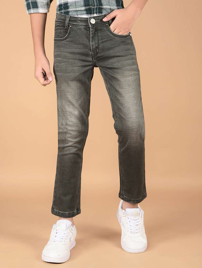 boys solid mid rise jeans
