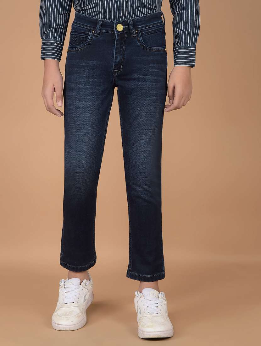 boys solid mid rise jeans