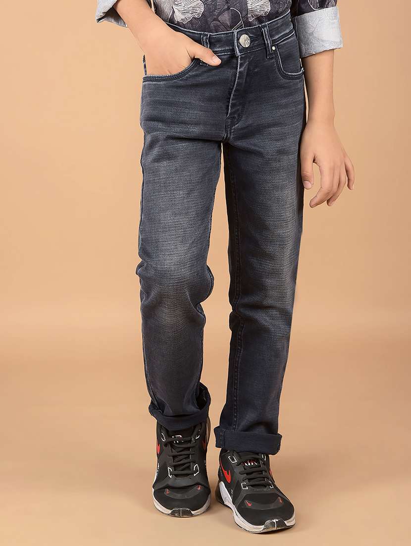 boys solid mid rise jeans