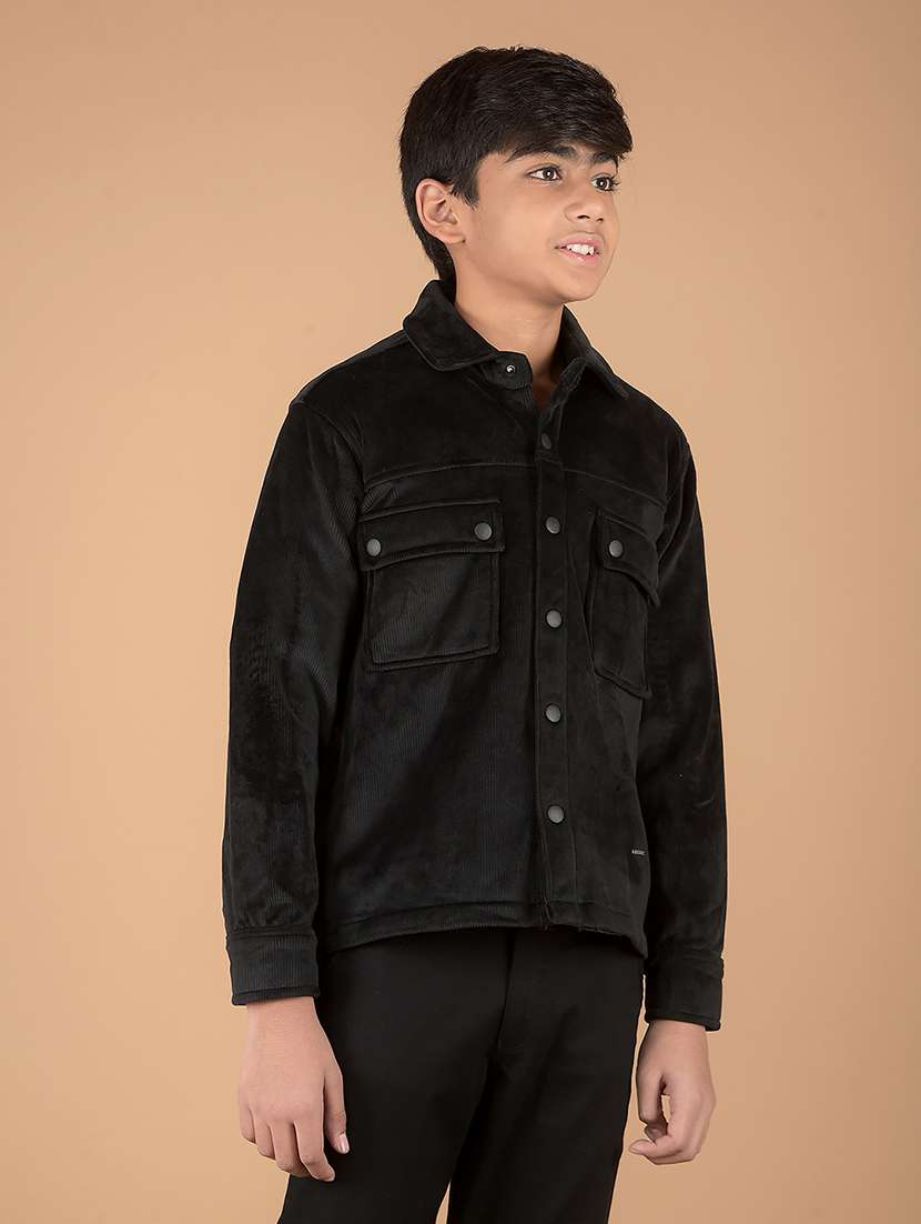 boys long sleeve solid shackets - 21673320 -  Zoom Image - 0