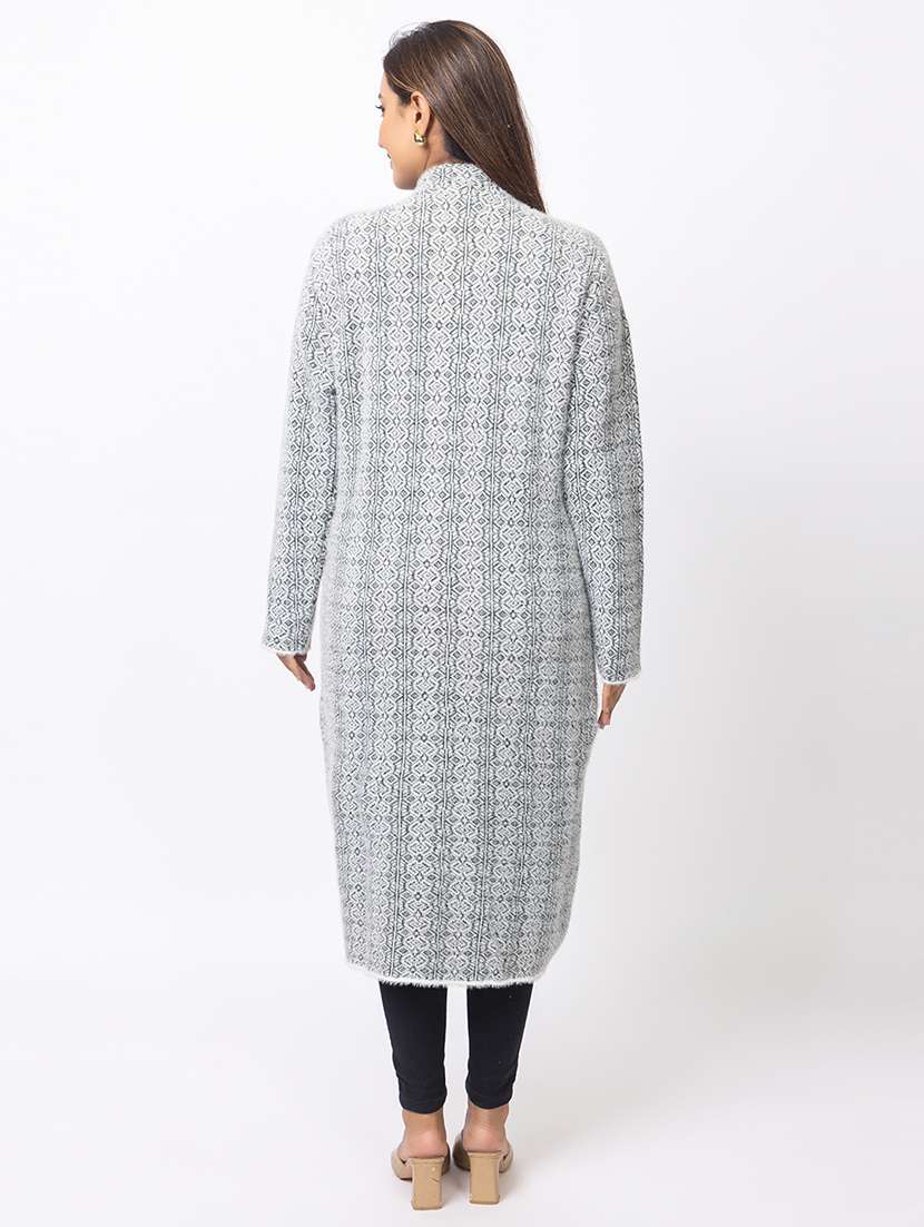 women self designed long sleeves cardigan - 21673392 -  Standard Image - 3
