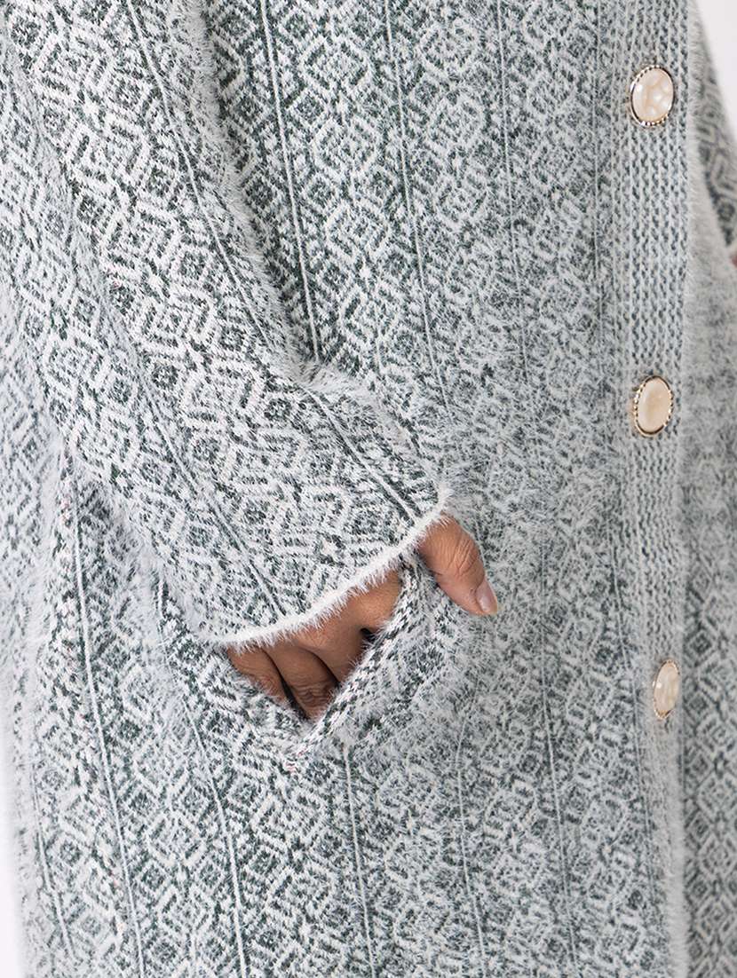 women self designed long sleeves cardigan - 21673392 -  Standard Image - 5