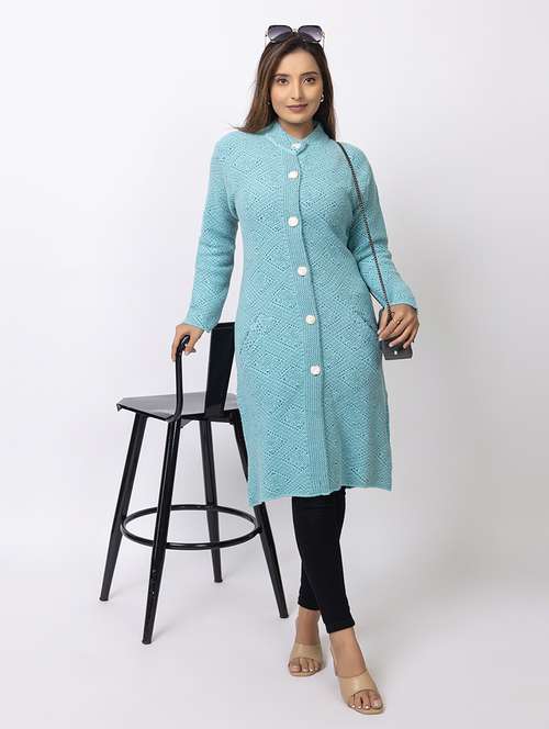 women self designed long sleeves cardigan - 21673393 - Standard Image - 0