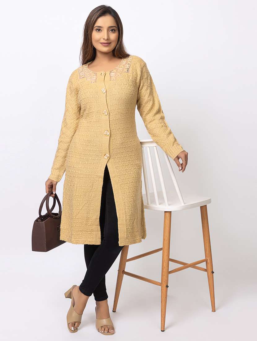 women self designed long sleeves cardigan