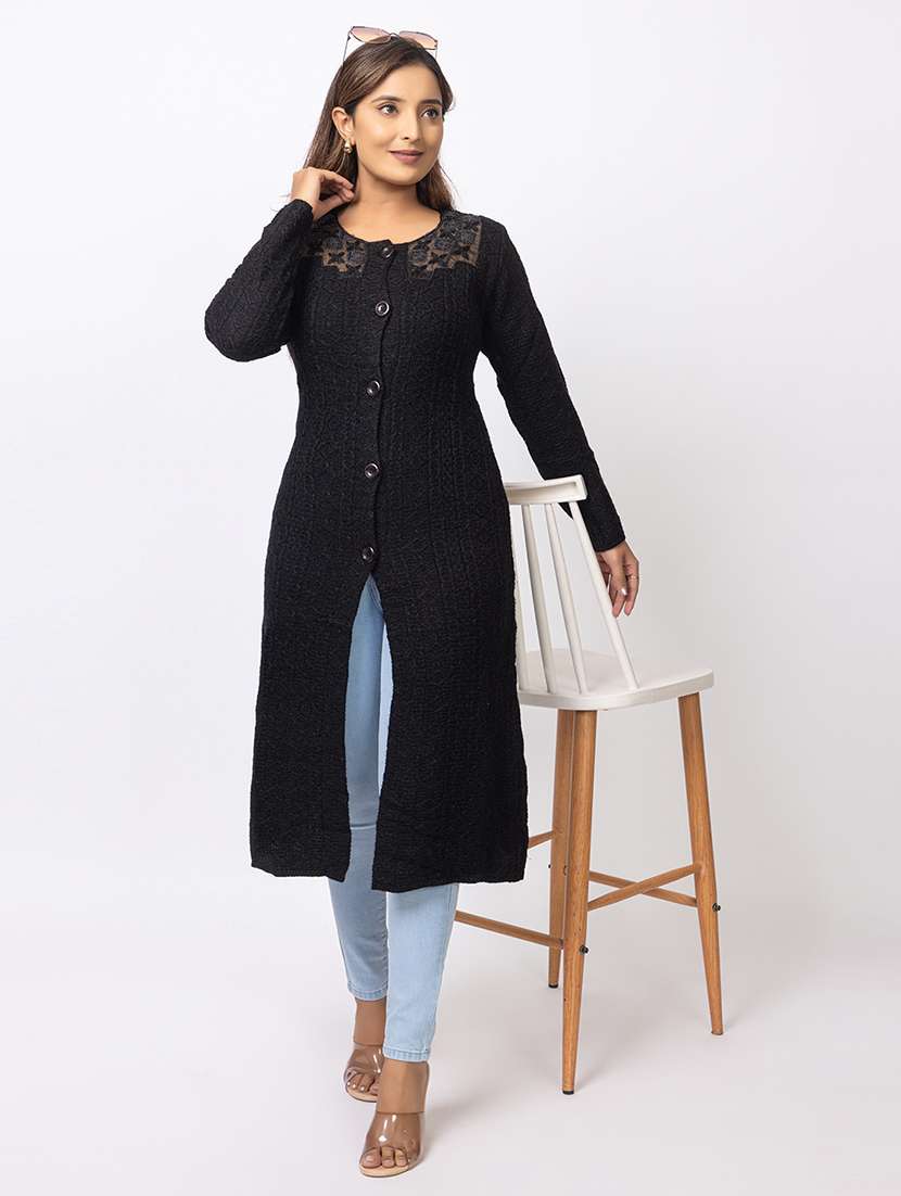 women self designed long sleeves cardigan