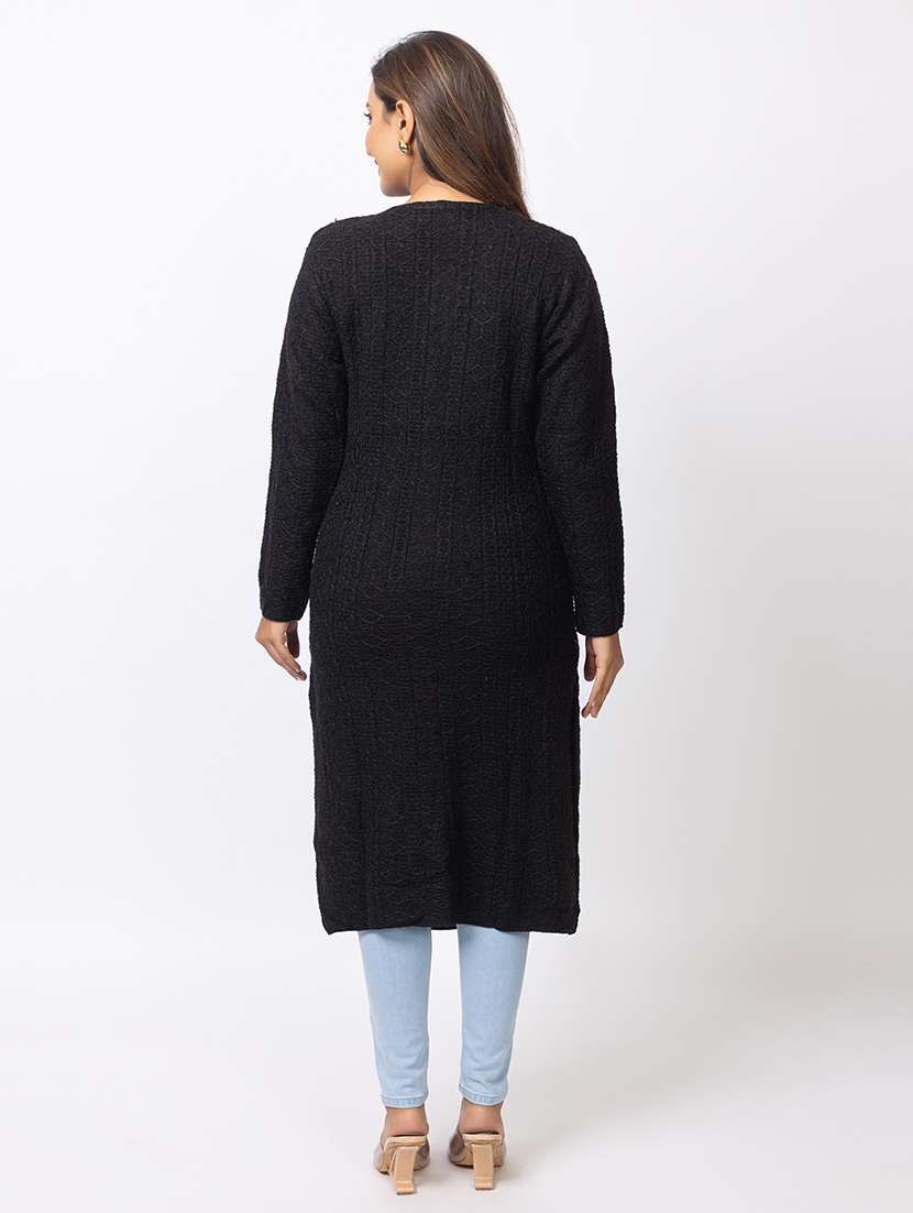 women self designed long sleeves cardigan - 21673399 - Standard Image - 3