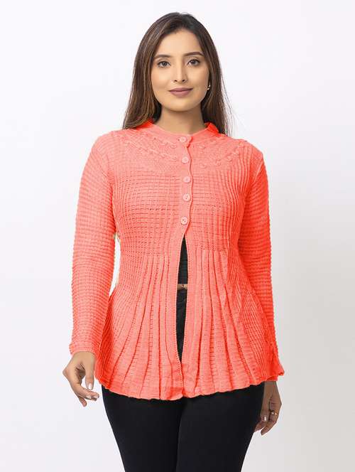 women self designed long sleeves cardigan - 21673402 - Standard Image - 0